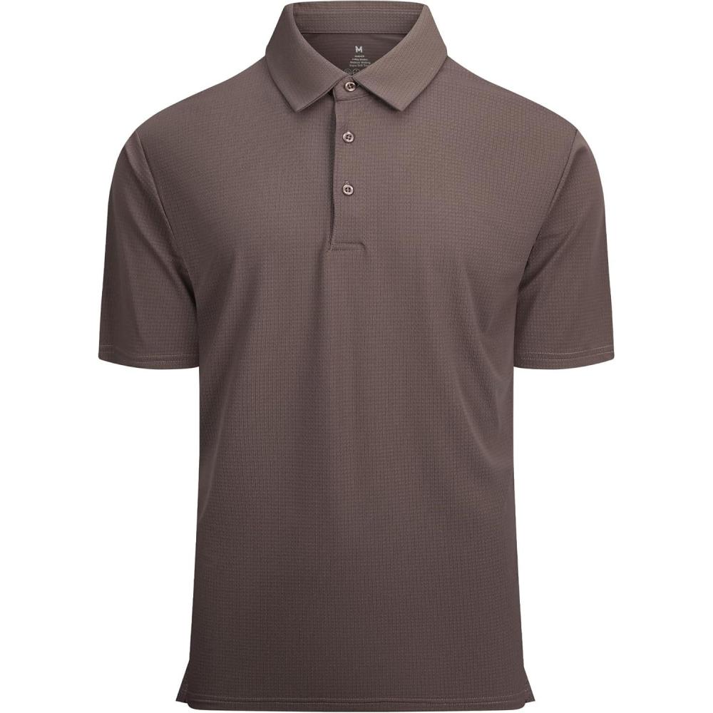 imageAlex Vando Mens Golf Shirt Moisture Wicking QuickDry Short Sleeve Casual Polo Shirts for MenBirgitta Brown