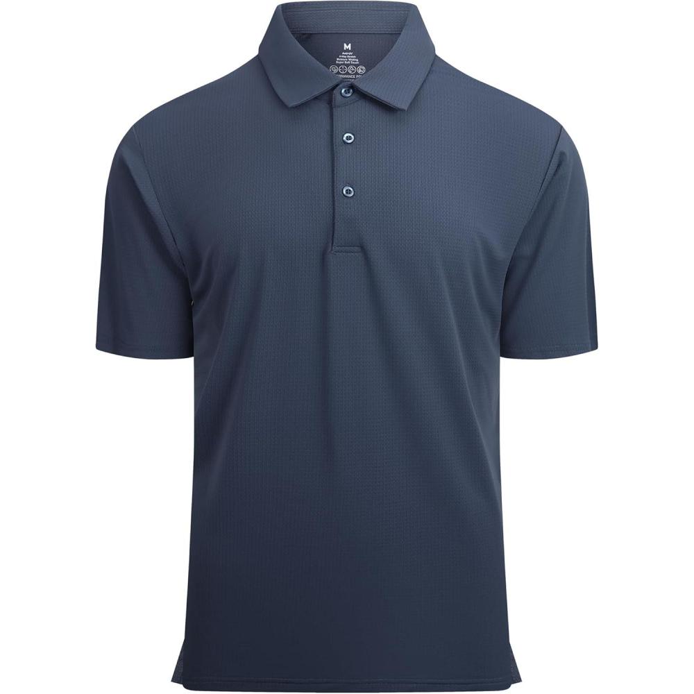 imageAlex Vando Mens Golf Shirt Moisture Wicking QuickDry Short Sleeve Casual Polo Shirts for MenBirgitta Navy