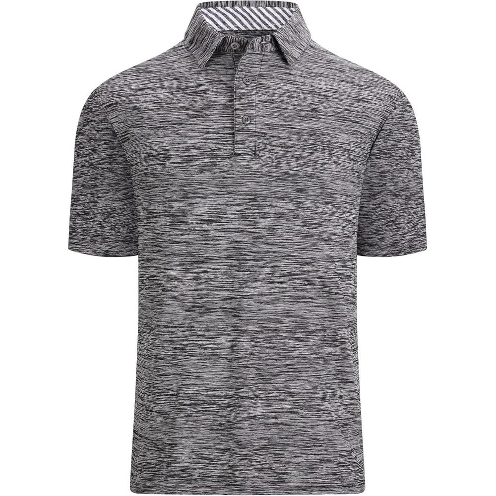 imageAlex Vando Mens Golf Shirt Moisture Wicking QuickDry Short Sleeve Casual Polo Shirts for MenBlack