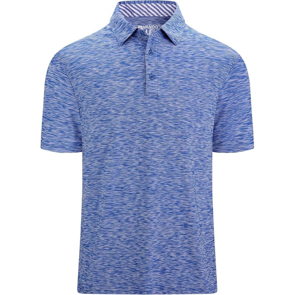 imageAlex Vando Mens Golf Shirt Moisture Wicking QuickDry Short Sleeve Casual Polo Shirts for MenBlue