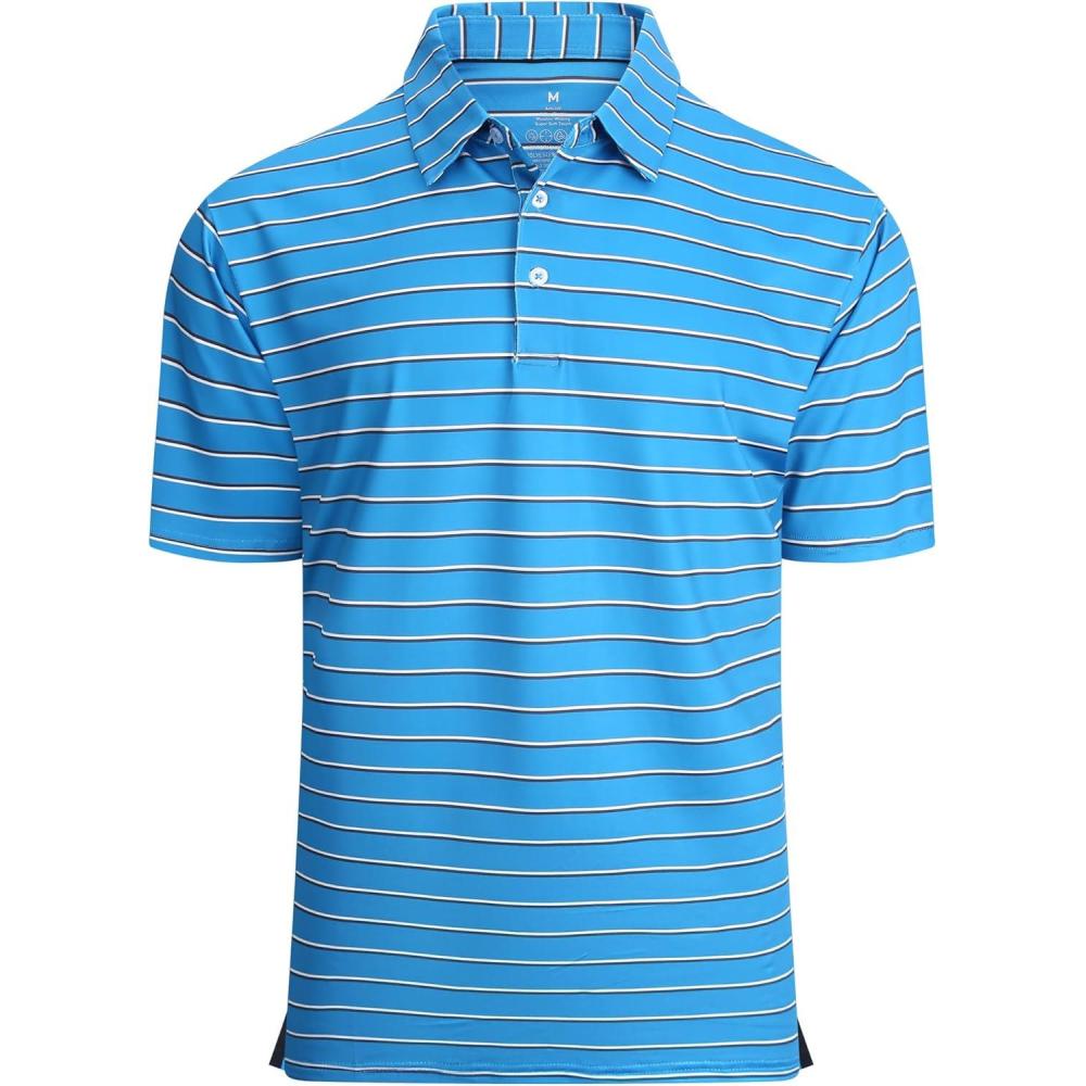 imageAlex Vando Mens Golf Shirt Moisture Wicking QuickDry Short Sleeve Casual Polo Shirts for MenBlueBlackWhite 02