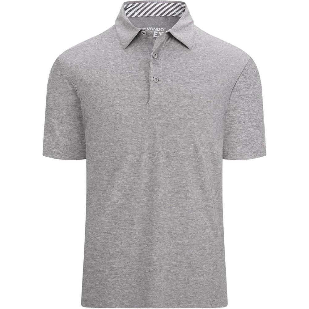 imageAlex Vando Mens Golf Shirt Moisture Wicking QuickDry Short Sleeve Casual Polo Shirts for MenGrey
