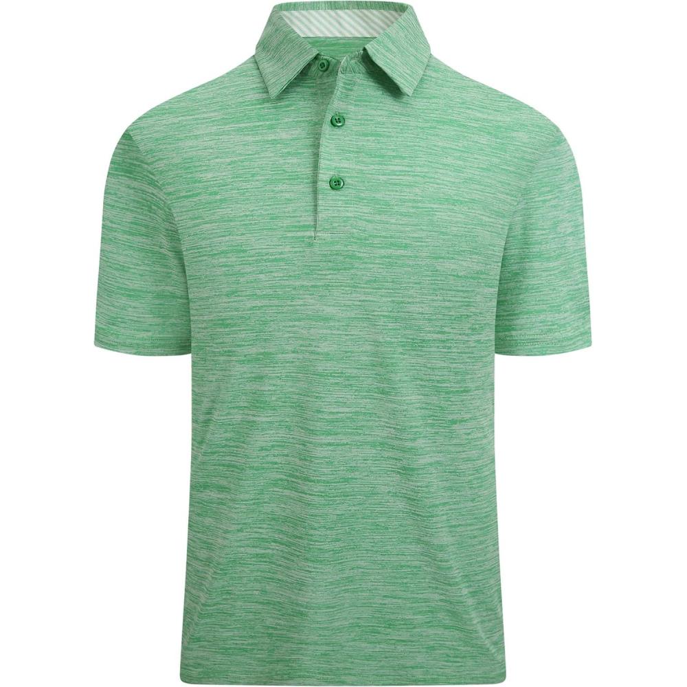 imageAlex Vando Mens Golf Shirt Moisture Wicking QuickDry Short Sleeve Casual Polo Shirts for MenLt Green