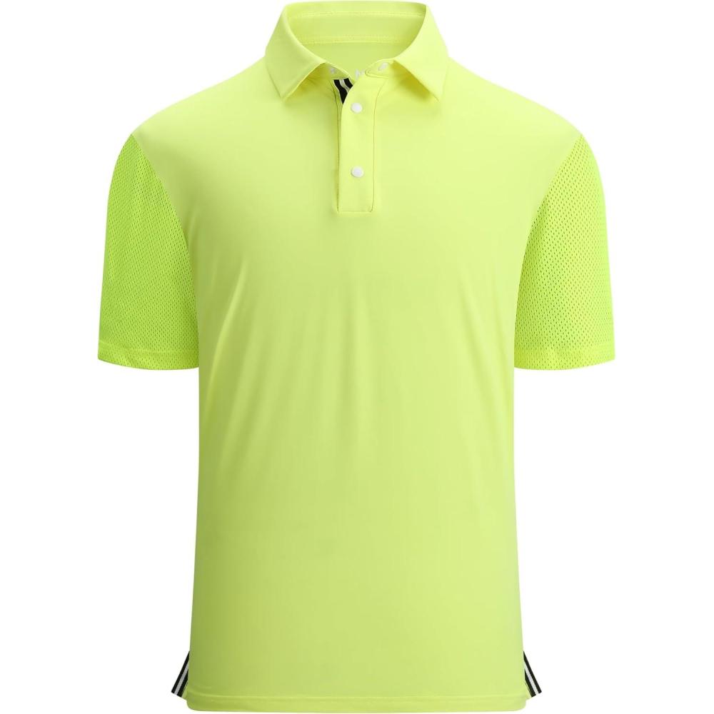 imageAlex Vando Mens Golf Shirt Moisture Wicking QuickDry Short Sleeve Casual Polo Shirts for MenMesh Sleeve Green
