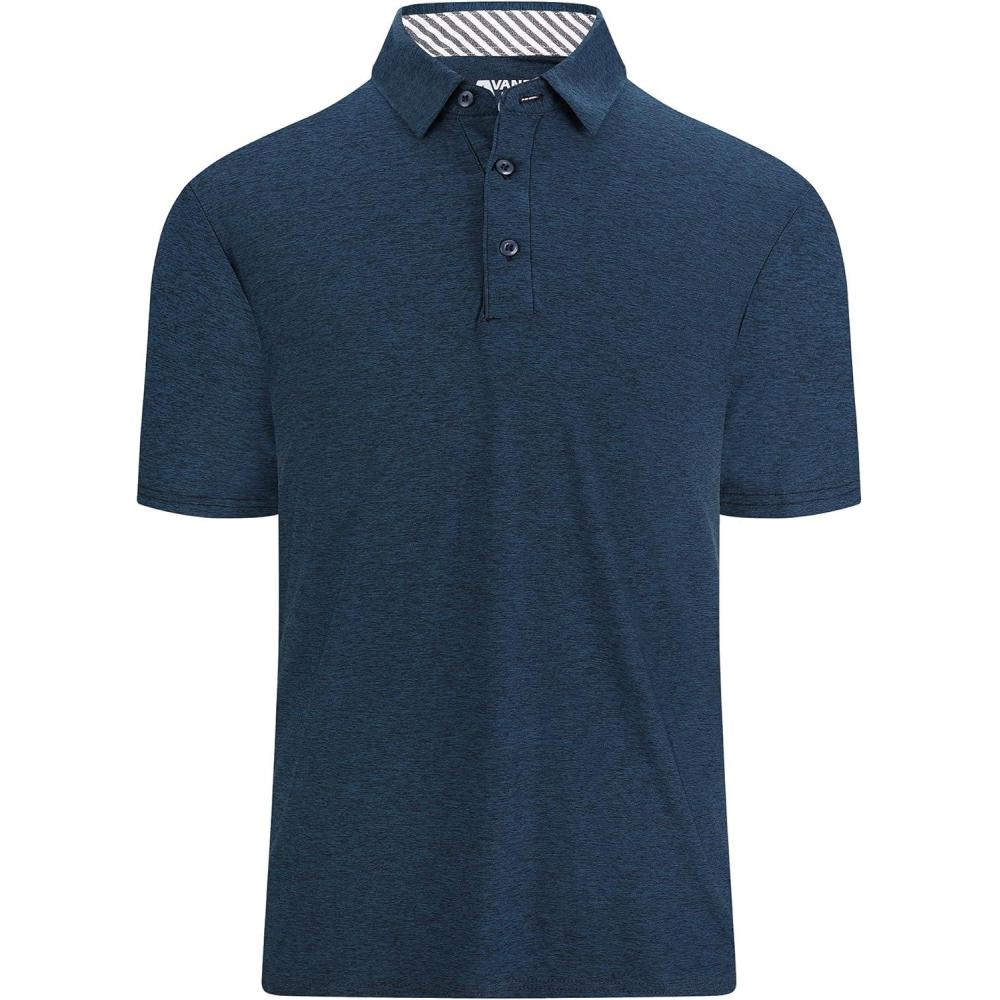 imageAlex Vando Mens Golf Shirt Moisture Wicking QuickDry Short Sleeve Casual Polo Shirts for MenNavy