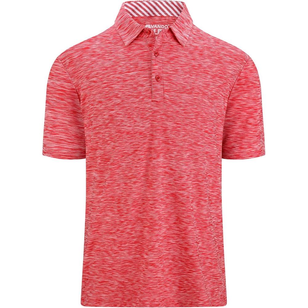 imageAlex Vando Mens Golf Shirt Moisture Wicking QuickDry Short Sleeve Casual Polo Shirts for MenRed