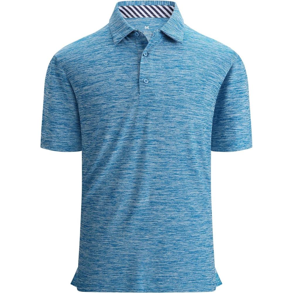 imageAlex Vando Mens Golf Shirt Moisture Wicking QuickDry Short Sleeve Casual Polo Shirts for MenTurquoise