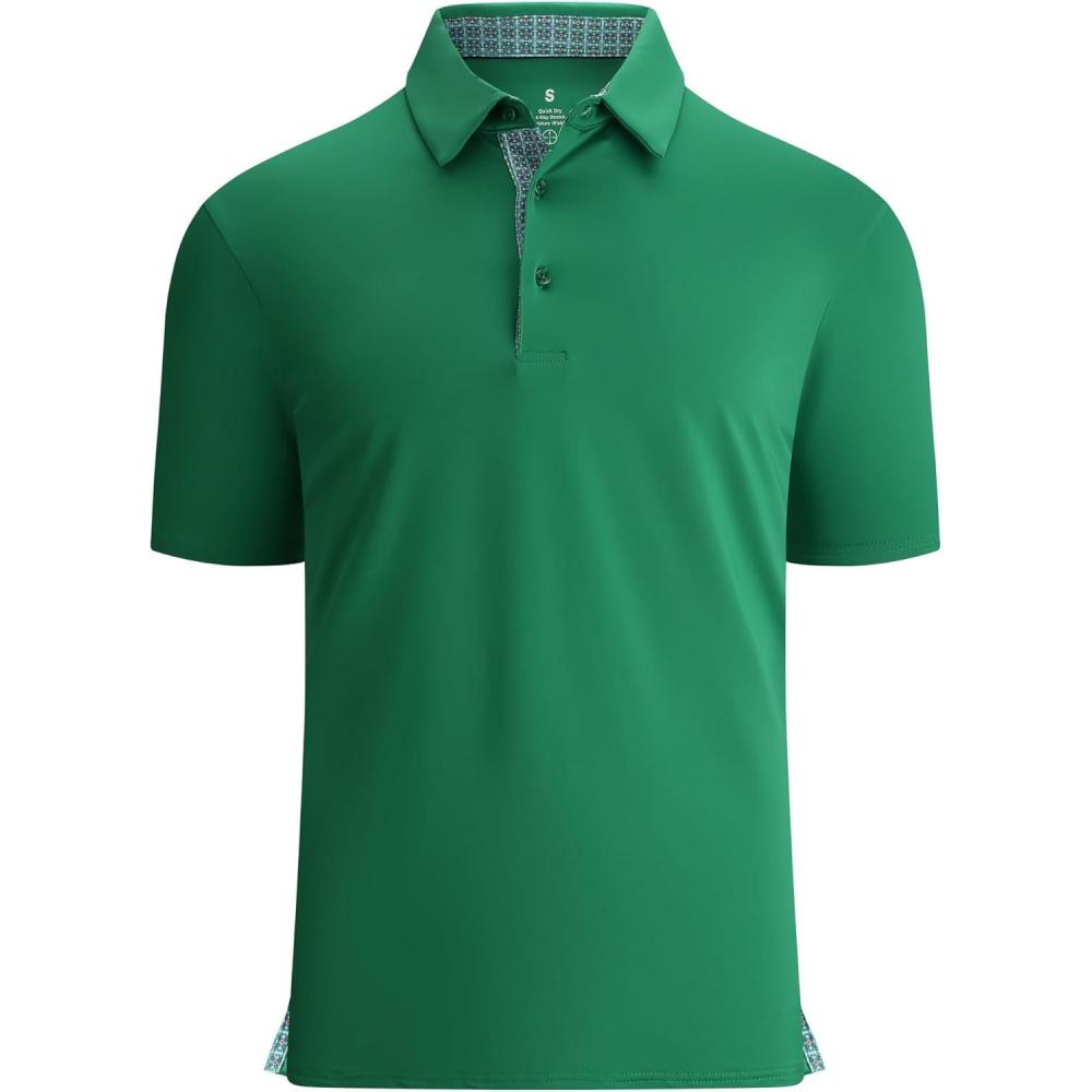 imageAlex Vando Mens Golf Shirt Moisture Wicking QuickDry Solid Short Sleeve Polo Shirts for MenGreen 09