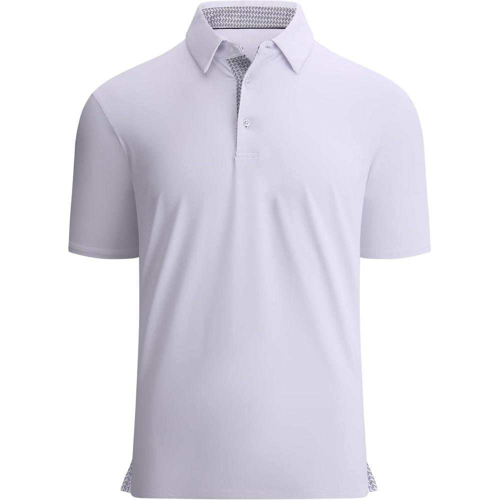 imageAlex Vando Mens Golf Shirt Moisture Wicking QuickDry Solid Short Sleeve Polo Shirts for MenWhite 09