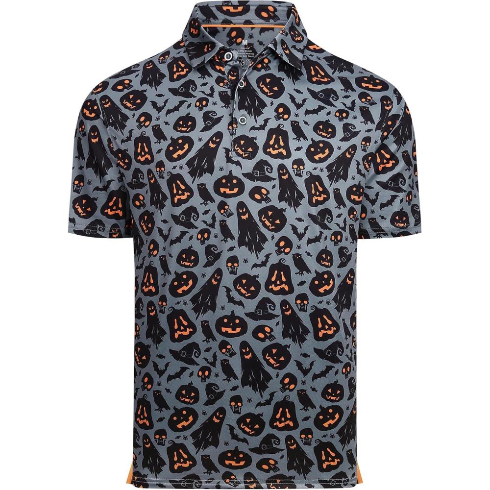imageAlex Vando Mens Hawaiian Golf Shirt Moisture Wicking Digital Print Golf Shirts for MenBlack Ghost
