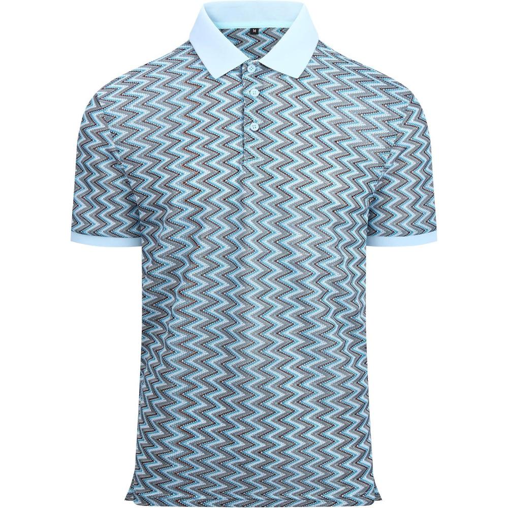 imageAlex Vando Mens Lace Polo Shirts Fashion Vibrant Short Sleeve Casual Shirts for MenBlue