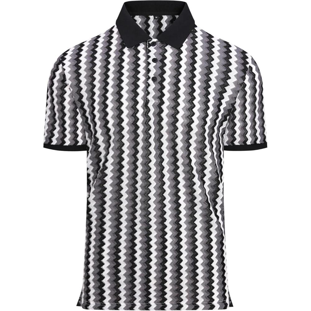 imageAlex Vando Mens Lace Polo Shirts Fashion Vibrant Short Sleeve Casual Shirts for MenWhite Multi