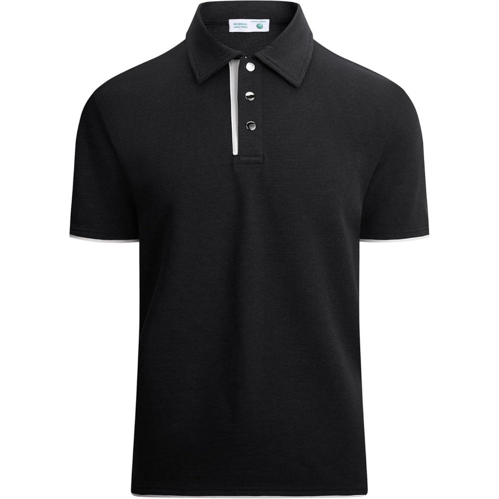 imageAlex Vando Mens Polo Shirt Cotton Blend Fashion Casual Polo Shirts for MenBlack