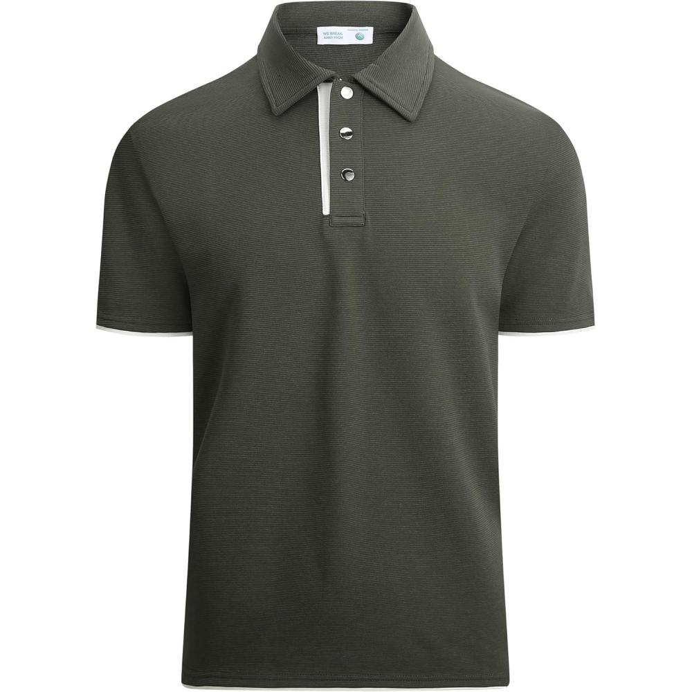 imageAlex Vando Mens Polo Shirt Cotton Blend Fashion Casual Polo Shirts for MenGreen