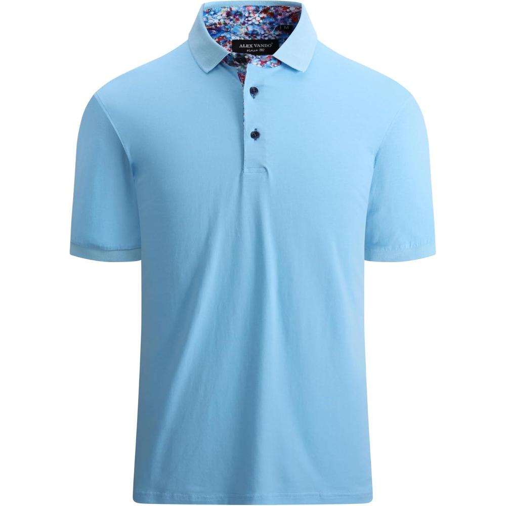 imageAlex Vando Mens Polo Shirts Short Sleeve Regular Fit Fashion Designed ShirtBlue