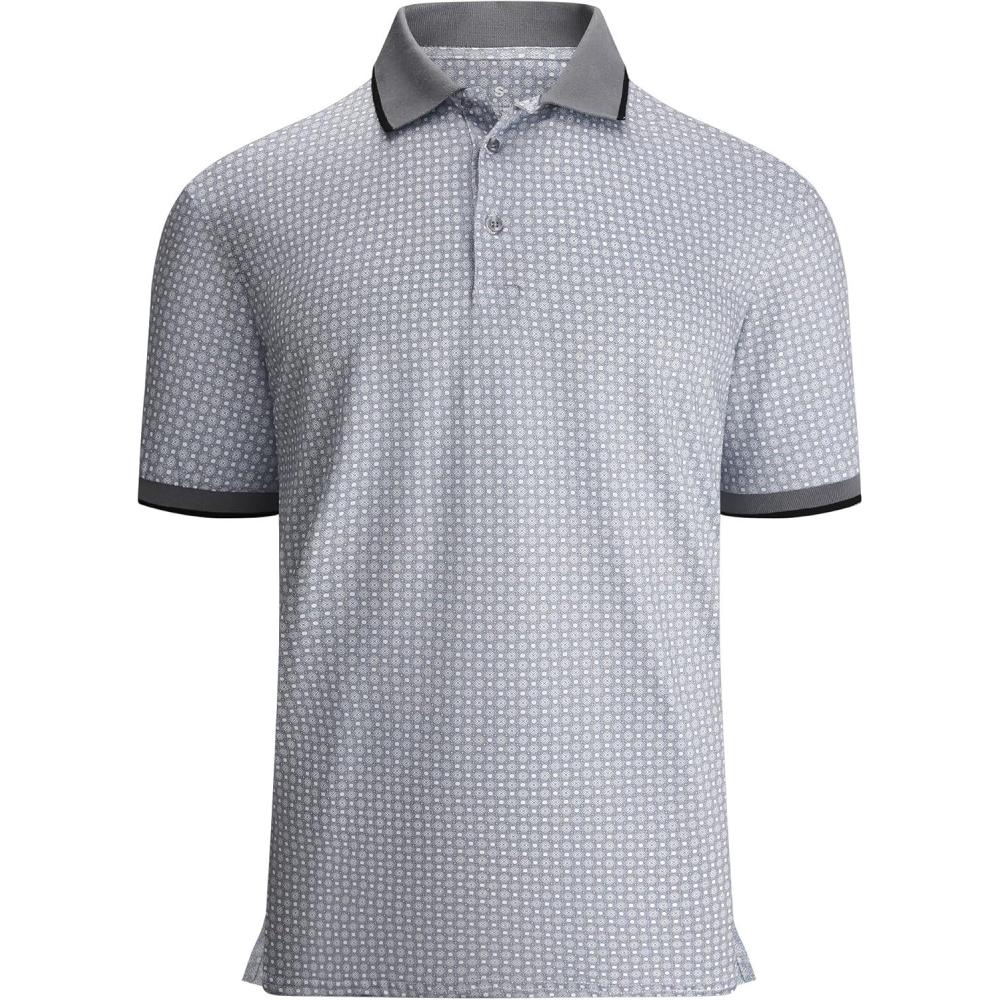 imageAlex Vando Mens Polo Shirts Short Sleeve Regular Fit Fashion Designed ShirtGrey Diamond