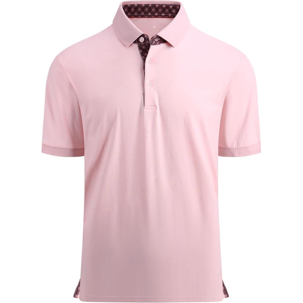 imageAlex Vando Mens Polo Shirts Short Sleeve Regular Fit Fashion Designed ShirtPink