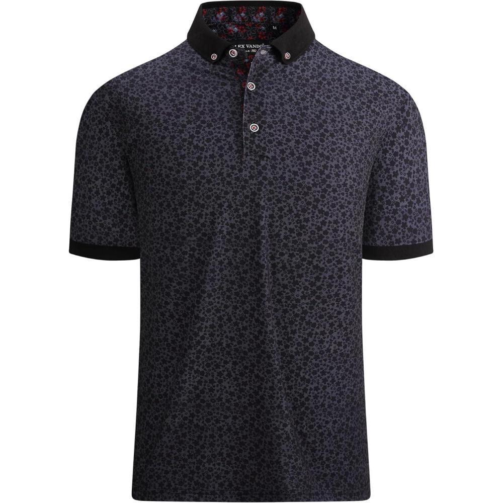 imageAlex Vando Mens Polo Shirts Short Sleeve Regular Fit Fashion Designed ShirtPrint01 Navy