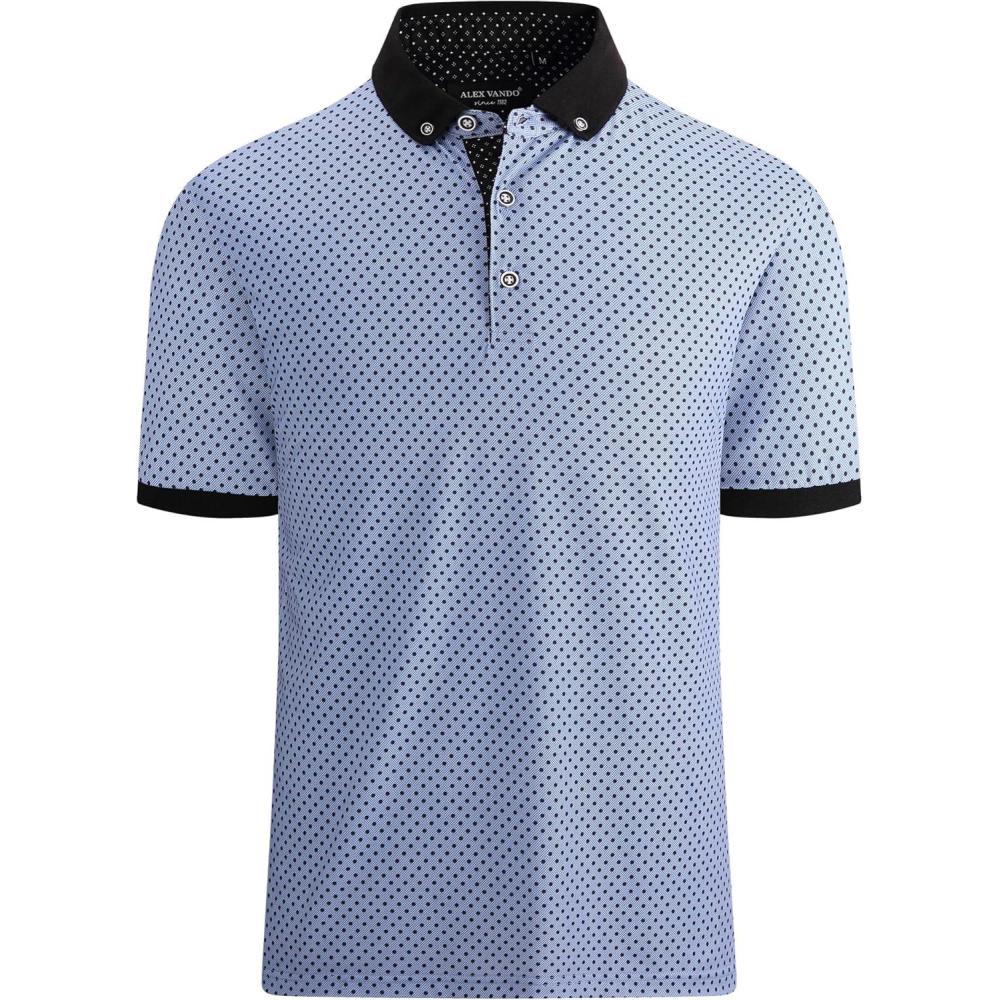imageAlex Vando Mens Polo Shirts Short Sleeve Regular Fit Fashion Designed ShirtPrint02 Blue