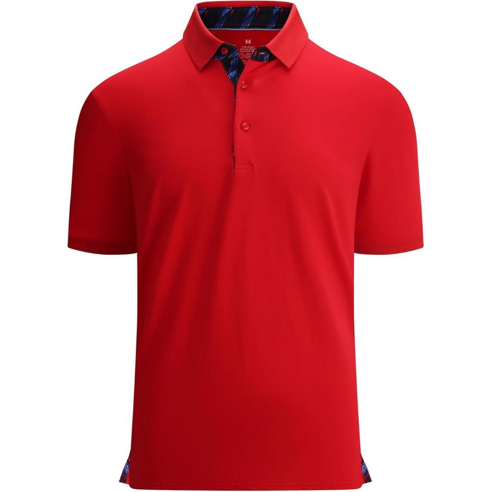 imageAlex Vando Mens Polo Shirts Short Sleeve Regular Fit Fashion Designed ShirtRed