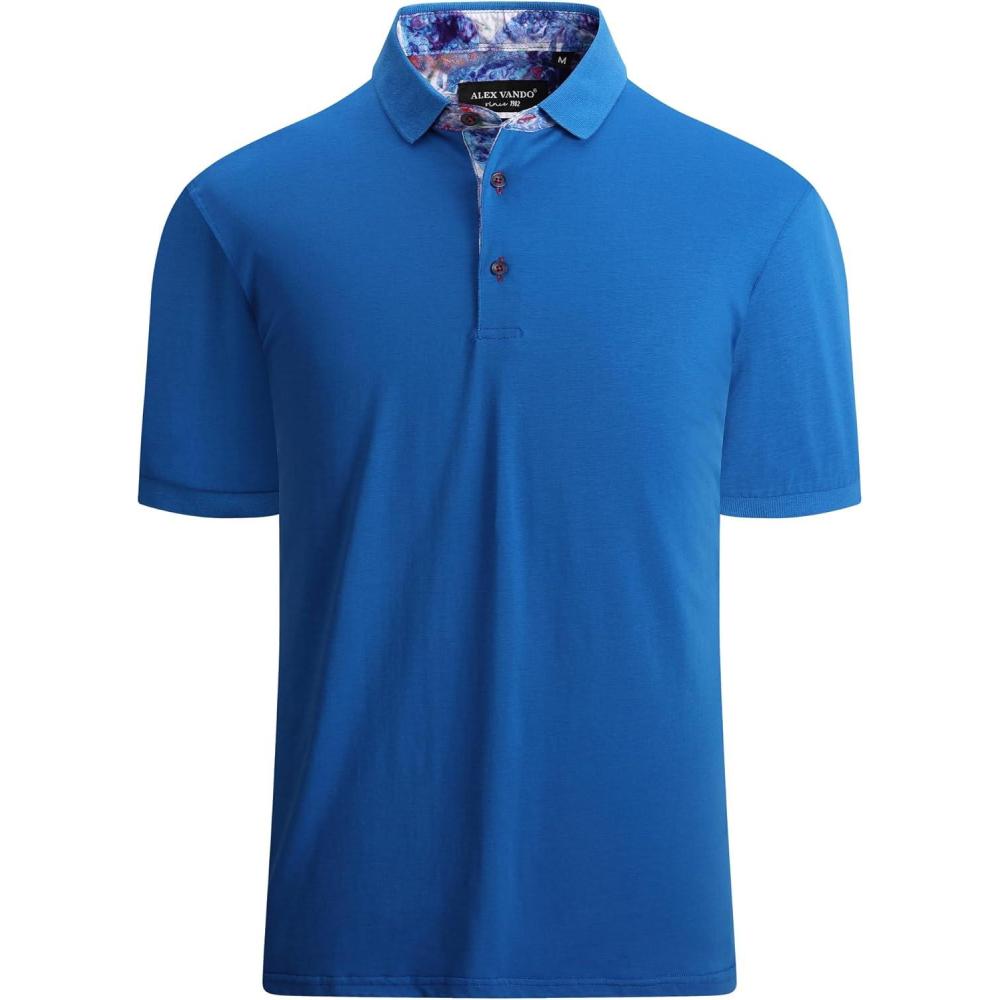 imageAlex Vando Mens Polo Shirts Short Sleeve Regular Fit Fashion Designed ShirtRoyal