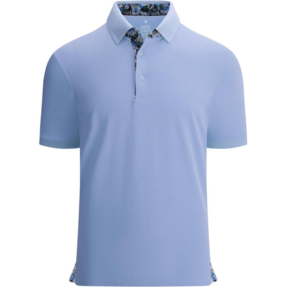 imageAlex Vando Mens Polo Shirts Short Sleeve Regular Fit Fashion Designed ShirtSky Blue