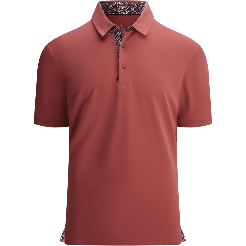 imageAlex Vando Mens Polo Shirts Short Sleeve Regular Fit Fashion Designed ShirtVermilion