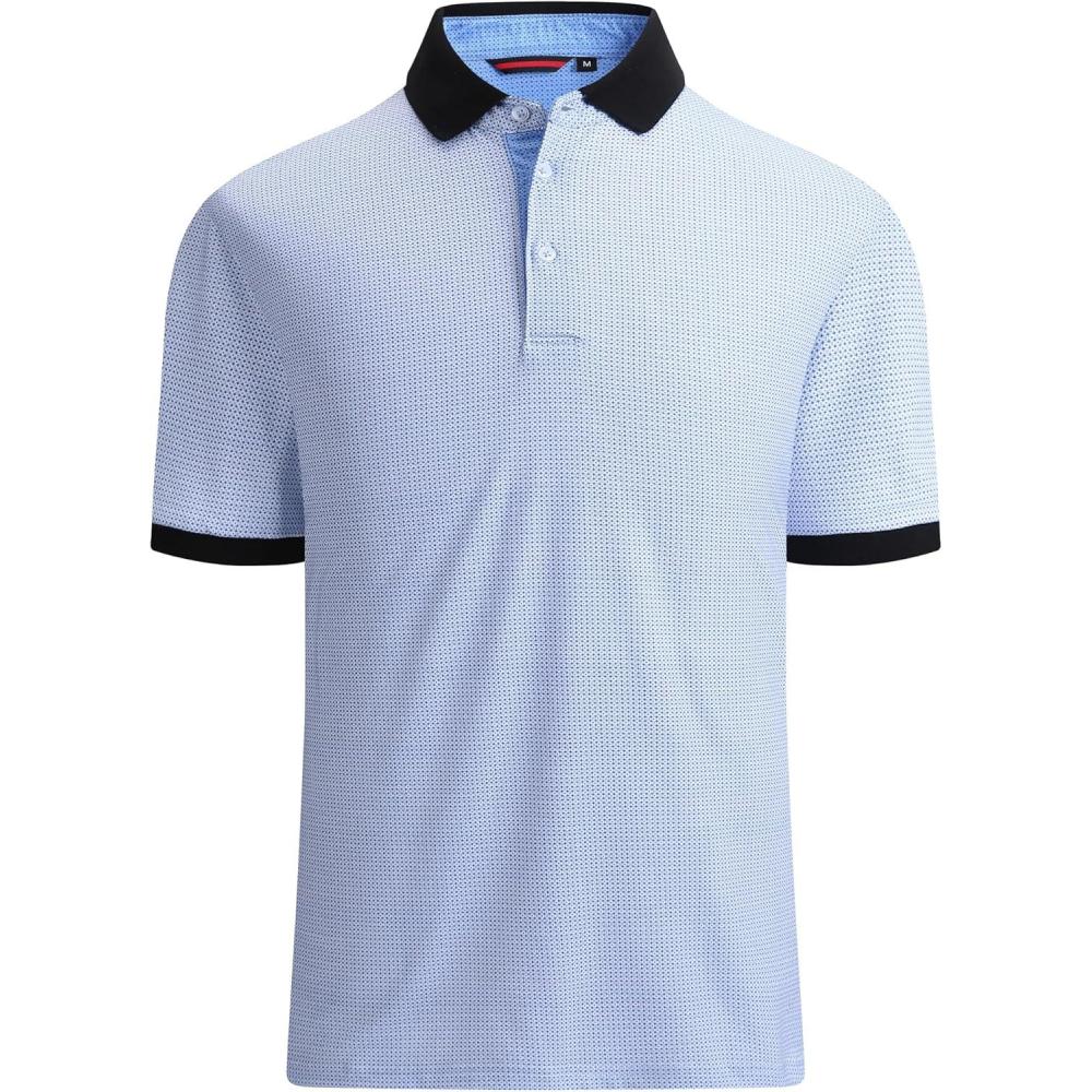 imageAlex Vando Mens Polo Shirts Short Sleeve Regular Fit Fashion Designed ShirtWhite W Blue Dots