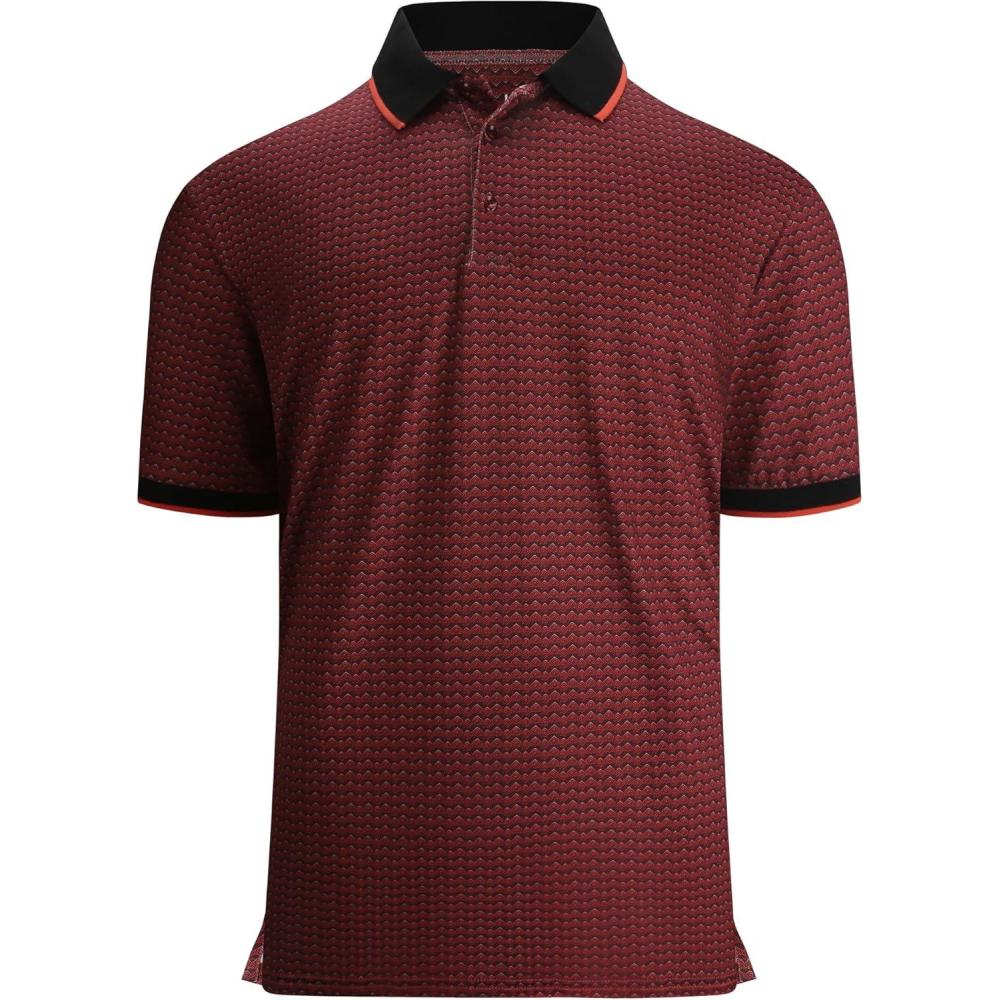 imageAlex Vando Mens Polo Shirts Short Sleeve Regular Fit Fashion Designed ShirtWine Square