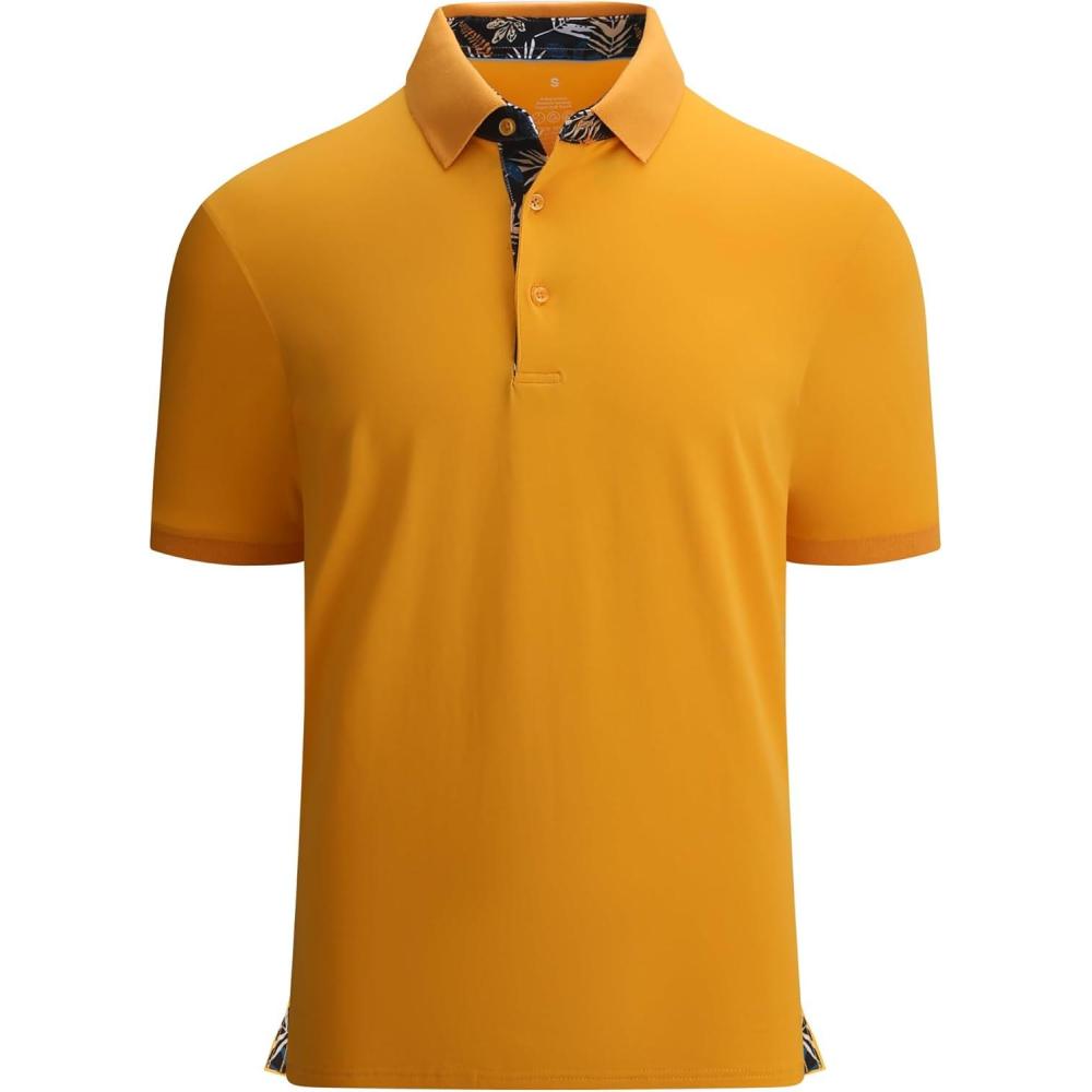 imageAlex Vando Mens Polo Shirts Short Sleeve Regular Fit Fashion Designed ShirtYellow
