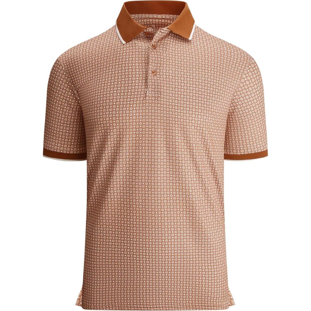 imageAlex Vando Mens Polo Shirts Short Sleeve Regular Fit Fashion Designed ShirtYellow Diamond