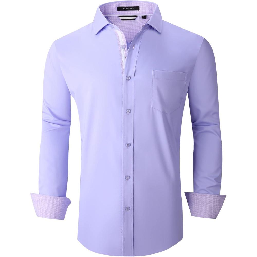 imageAlex Vando Mens Rayon Dress Shirts Wrinkle Free Regular Fit Stretch Button Down ShirtLilac