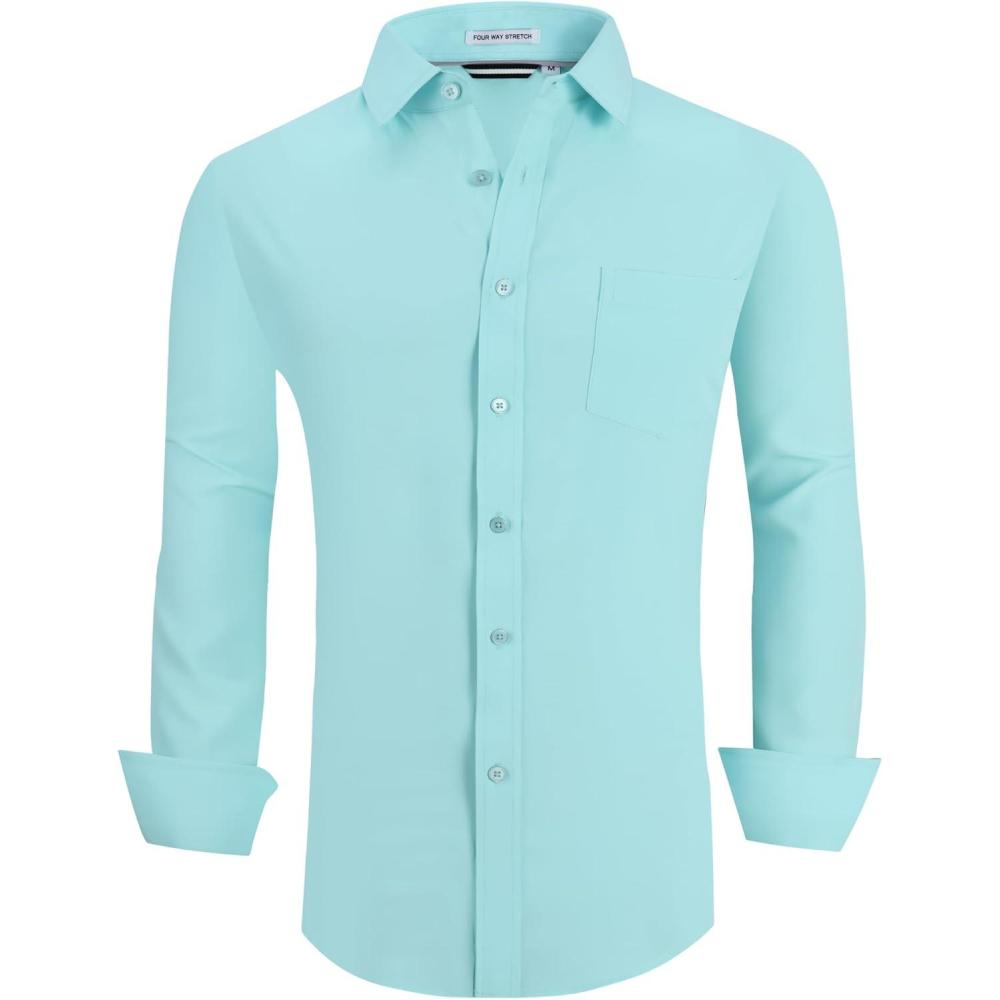 imageAlex Vando Mens Rayon Dress Shirts Wrinkle Free Regular Fit Stretch Button Down ShirtMint