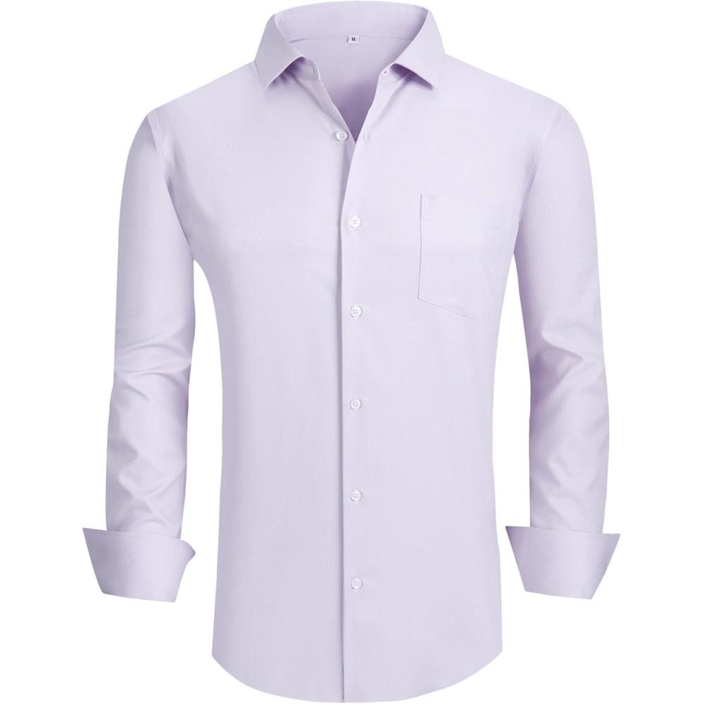 imageAlex Vando Mens Rayon Dress Shirts Wrinkle Free Regular Fit Stretch Button Down ShirtPurple Houndstooth