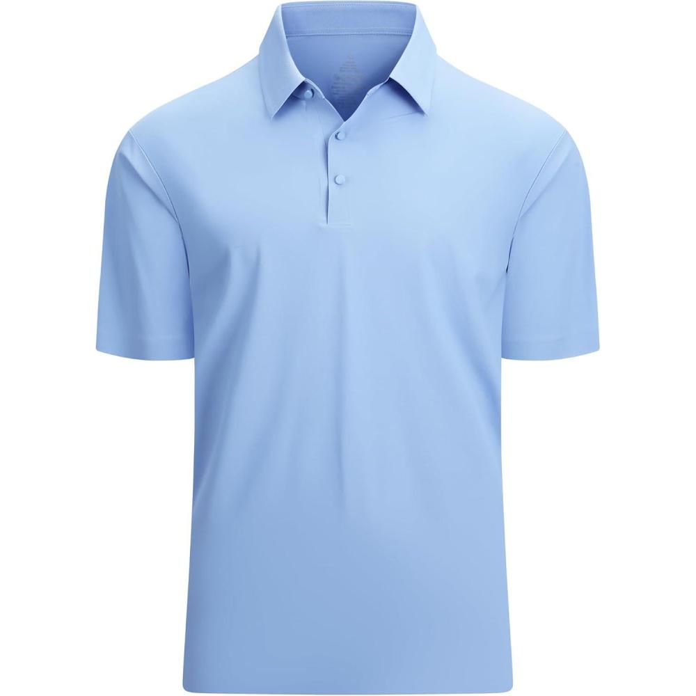 imageAlex Vando Mens Seamless Golf Shirt Moisture Wicking QuickDry Tailored Fit Polo ShirtsBlue