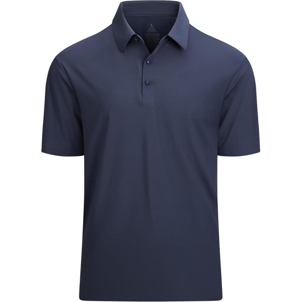 imageAlex Vando Mens Seamless Golf Shirt Moisture Wicking QuickDry Tailored Fit Polo ShirtsNavy