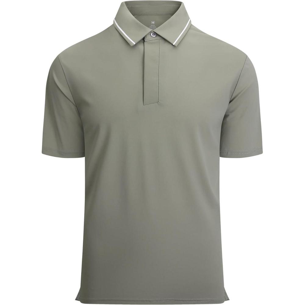 imageAlex Vando Mens Seamless Golf Shirt Moisture Wicking QuickDry Tailored Fit Polo ShirtsStain Resistant Grey
