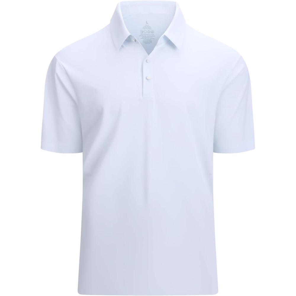 imageAlex Vando Mens Seamless Golf Shirt Moisture Wicking QuickDry Tailored Fit Polo ShirtsWhite