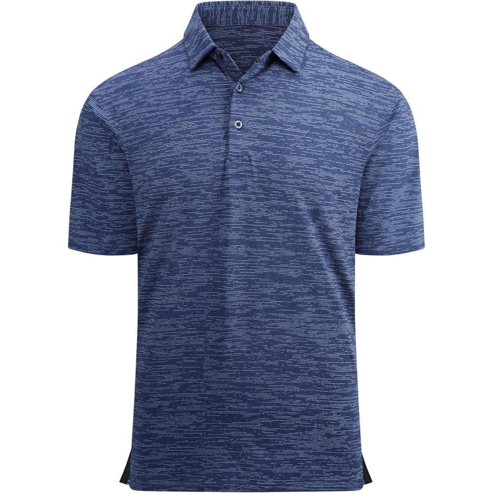 imageAlex Vando Mens Striped Golf Shirt Moisture Wicking QuickDry Sports Polo ShirtsPurple