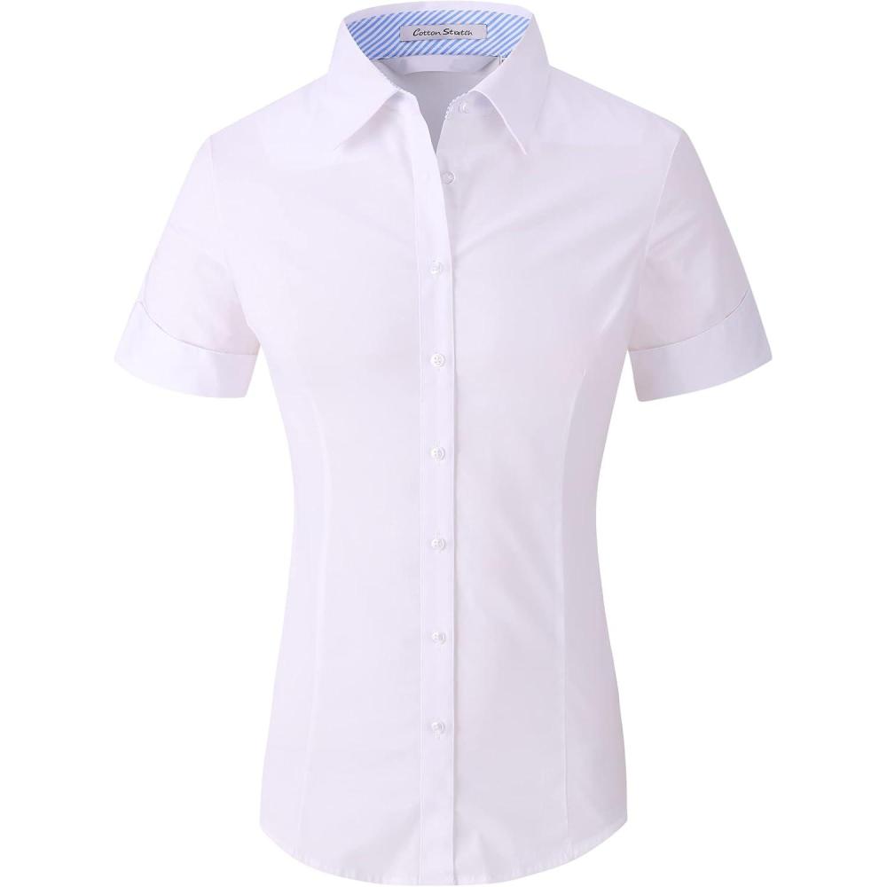 imageAlex Vando Womens Dress Shirts Wrinkle Free Regular Fit Long Sleeve Stretch Work ShirtSs White