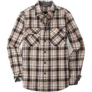 Alex Vando Mens Button Down Shirts Flannel Shirt Long Sleeve(Khaki/Black 613)