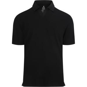 Alex Vando Mens Cotton Polo Shirts V-Neck Short Sleeve Casual Shirts for Men(Black)