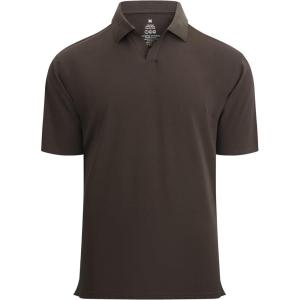 Alex Vando Mens Cotton Polo Shirts V-Neck Short Sleeve Casual Shirts for Men(Coffee)
