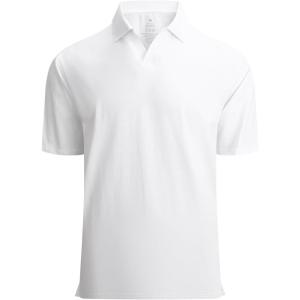 Alex Vando Mens Cotton Polo Shirts V-Neck Short Sleeve Casual Shirts for Men(White)