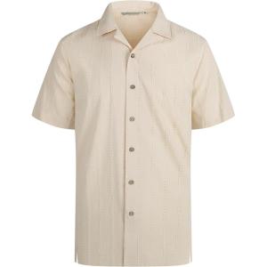 Alex Vando Mens Dress Shirts 4-Way Stretch Wrinkle Free Regular Fit Short Sleeve Men Button Down Shirt(Apricot Camp)