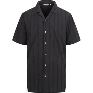 Alex Vando Mens Dress Shirts 4-Way Stretch Wrinkle Free Regular Fit Short Sleeve Men Button Down Shirt(Black Camp)