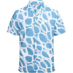 Alex Vando Mens Dress Shirts 4-Way Stretch Wrinkle Free Regular Fit Short Sleeve Men Button Down Shirt(Blue Circle)