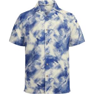 Alex Vando Mens Dress Shirts 4-Way Stretch Wrinkle Free Regular Fit Short Sleeve Men Button Down Shirt(Blue Tiedye)