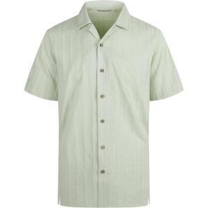 Alex Vando Mens Dress Shirts 4-Way Stretch Wrinkle Free Regular Fit Short Sleeve Men Button Down Shirt(Green Camp)