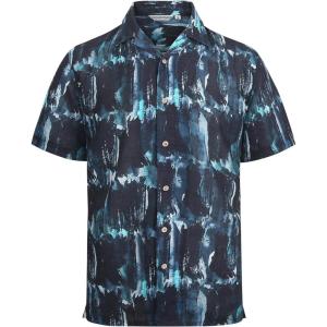Alex Vando Mens Dress Shirts 4-Way Stretch Wrinkle Free Regular Fit Short Sleeve Men Button Down Shirt(Navy Tiedye)